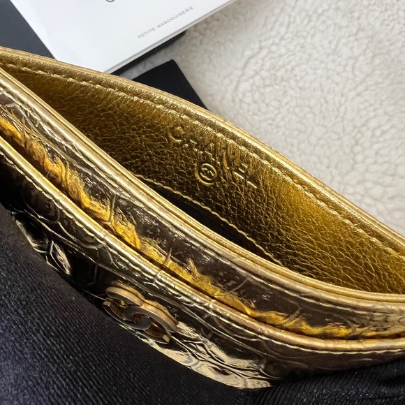 Auth Chanel Gold Croc Embossed Card Holder - Unused Rare - Picture 6 of 8